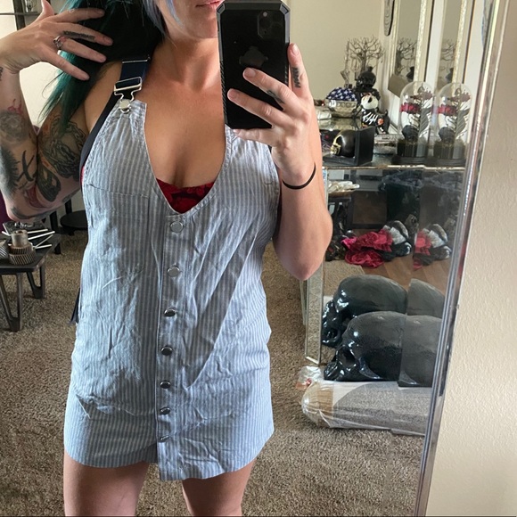 Volcom blue striped overall short dress - Picture 10 of 16